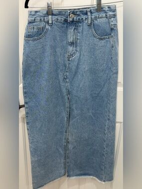 NWOT Blue Denim Midi Skirt - Women Jeans